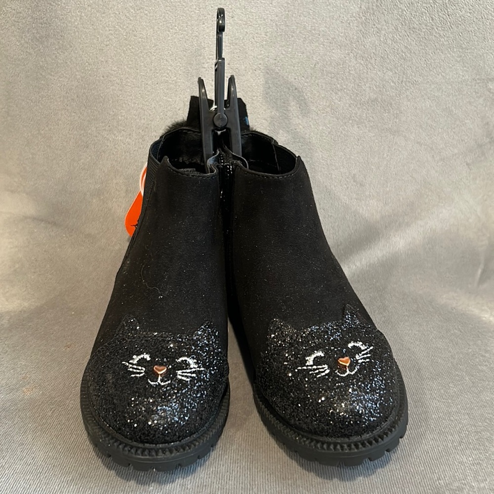 Wonder nation black sparkle cat zip up boots NWT